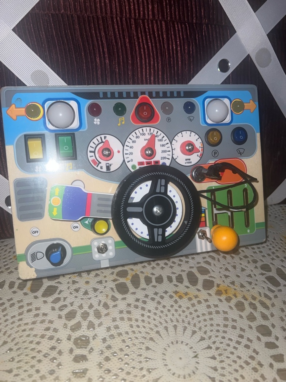 Wooden Steering Activity Board Toy in Multicolor